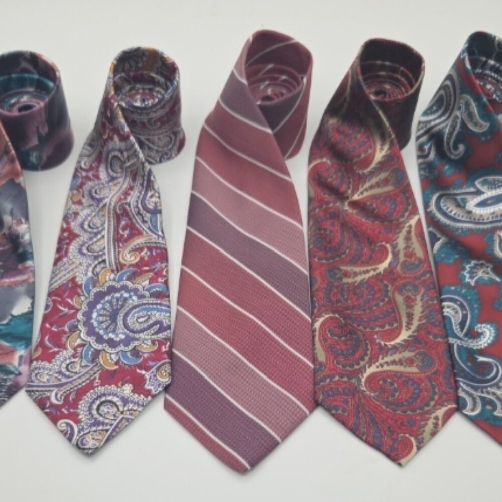 Ketch Men’s Ties Lot of 5 – Paisley & Striped Multicolor